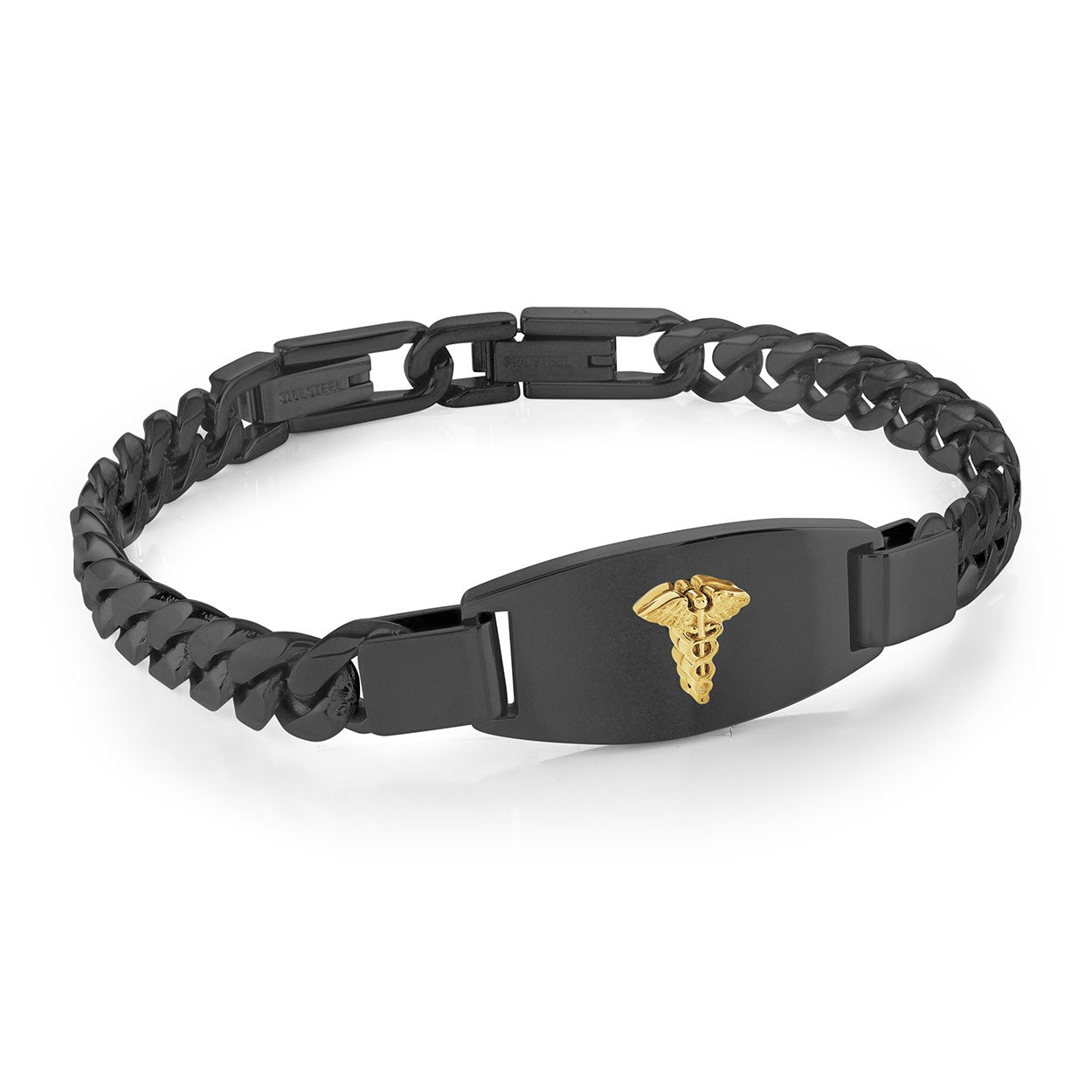 Italgem Black & Gold IP Stainless Steel Medic Alert Bracelet