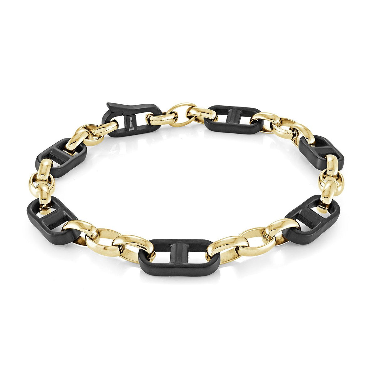Black and Gold-Plated Stainless Steel Mariner Link Bracelet