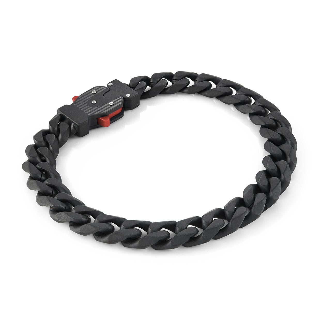 Italgem Steel 10MM Sandblasted Black Curb Link Bracelet