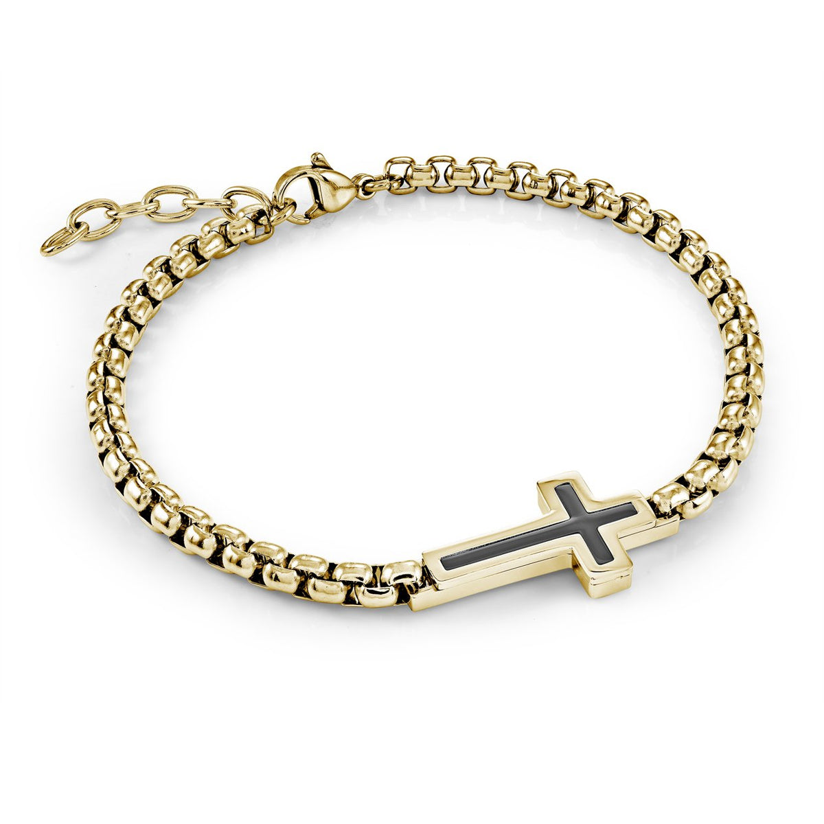 Yellow and Black Sideways Cross Bracelet