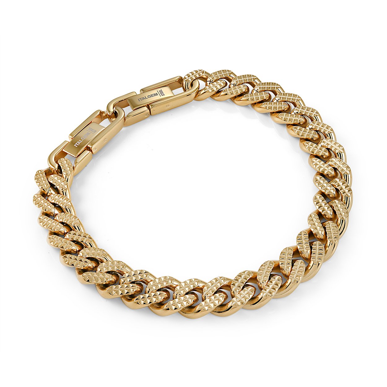 10MM Diamond Cut Gold IP Curb Link Bracelet