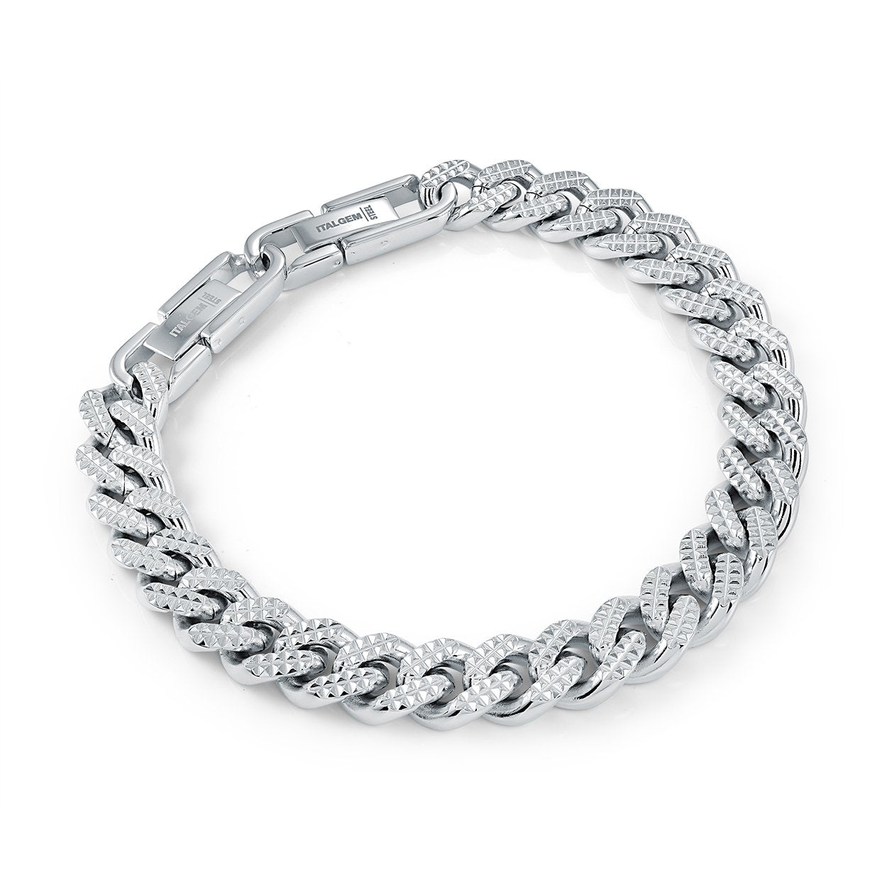 Italgem Steel 10MM Diamond Cut Curb Link Bracelet