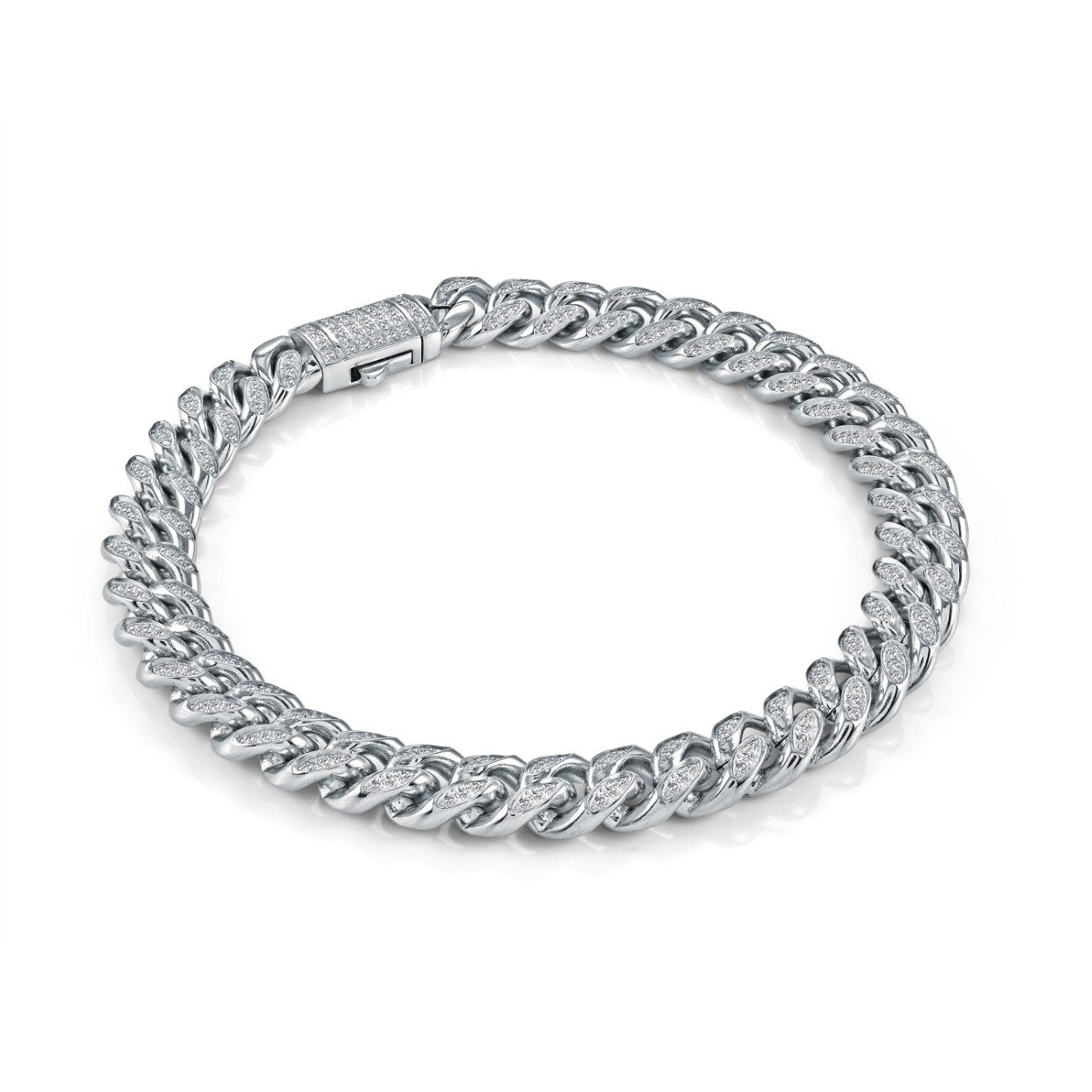 Italgem Stainless Steel 8mm Pavé CZ Curb Link Bracelet
