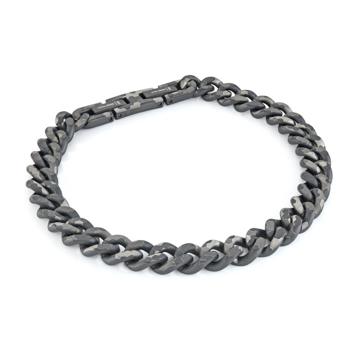 Camo Print Black Steel 8mm Bracelet, 8.5"