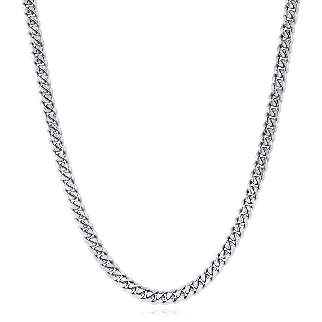 Polished 7.7mm Curb Link Chain with Key Clasp, 22"