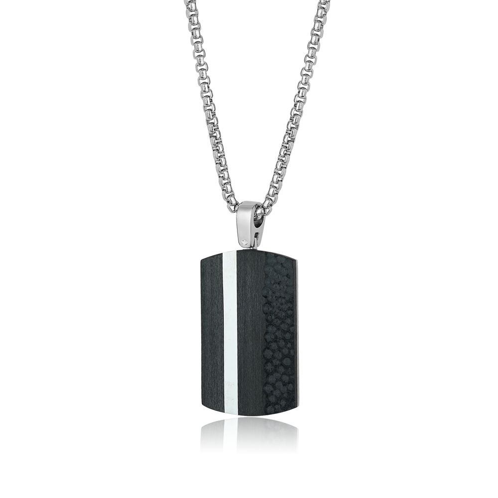 FINAL SALE - Italgem Black & Steel Dog Tag Pendant, 22"