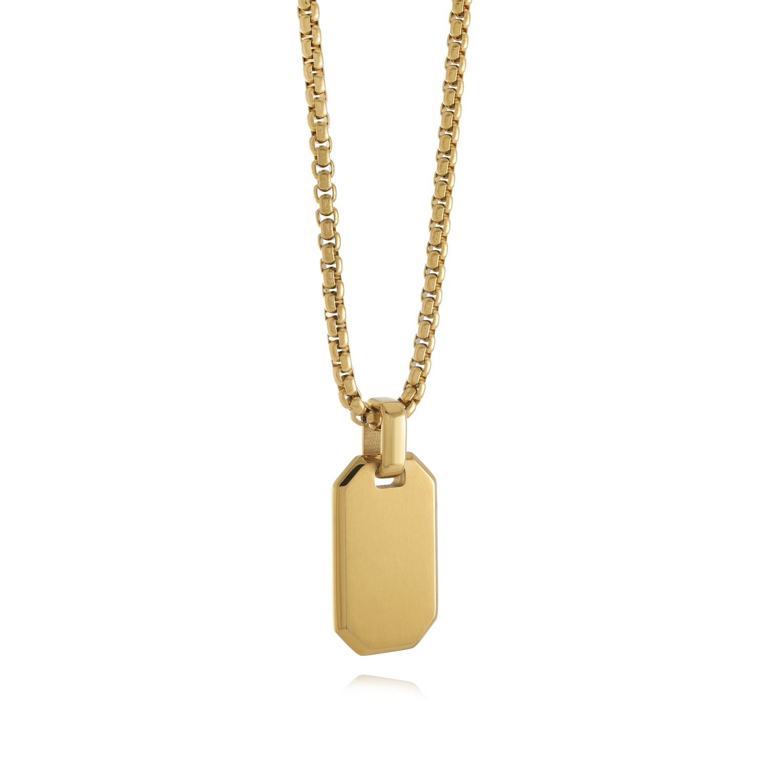 Brushed Dog Tag Pendant with Bevelled Edge