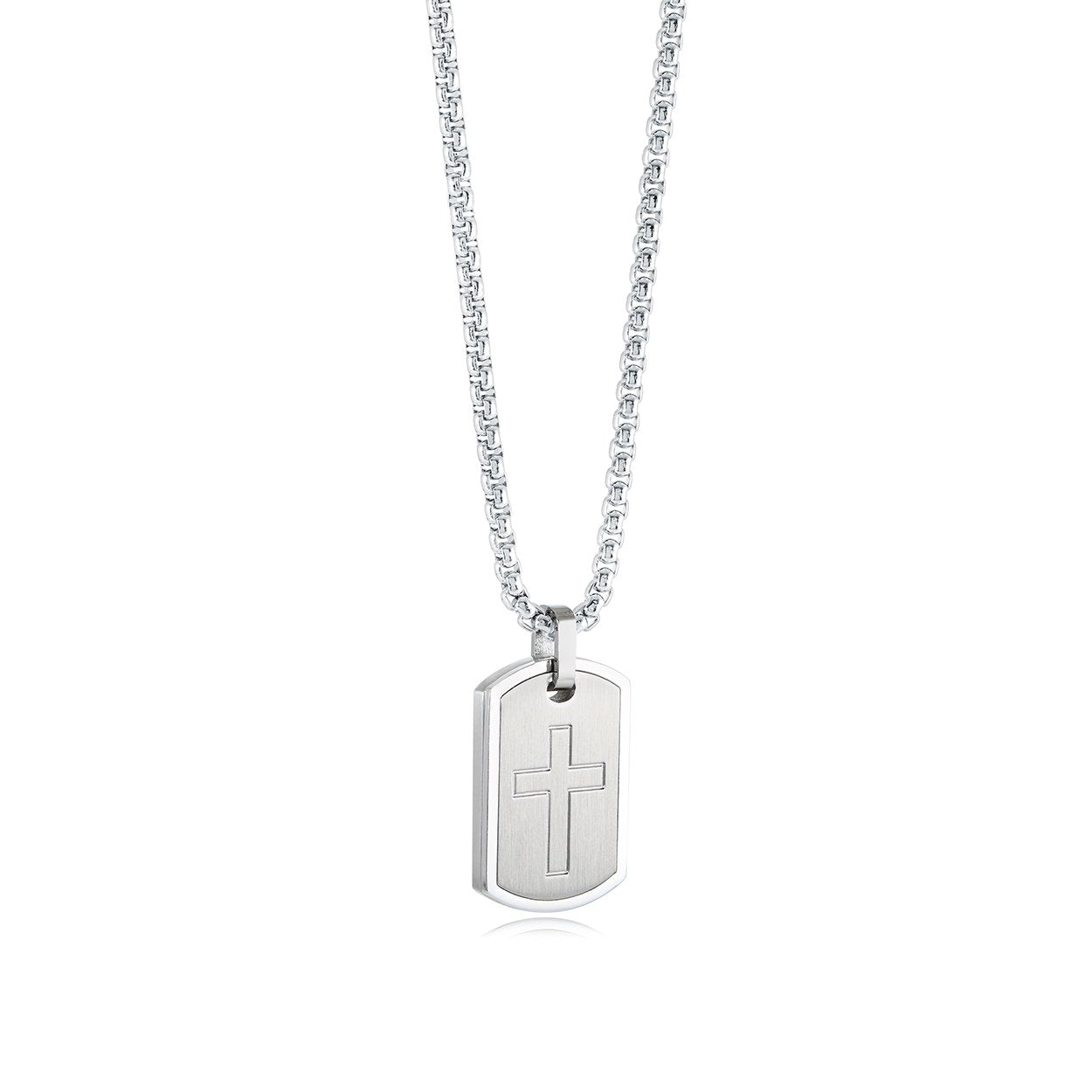 Stainless Steel Cross Dog Tag Necklace
