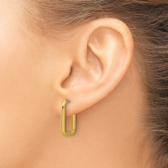 Gold IP Rectangular 20.5MM Hoop Earrings