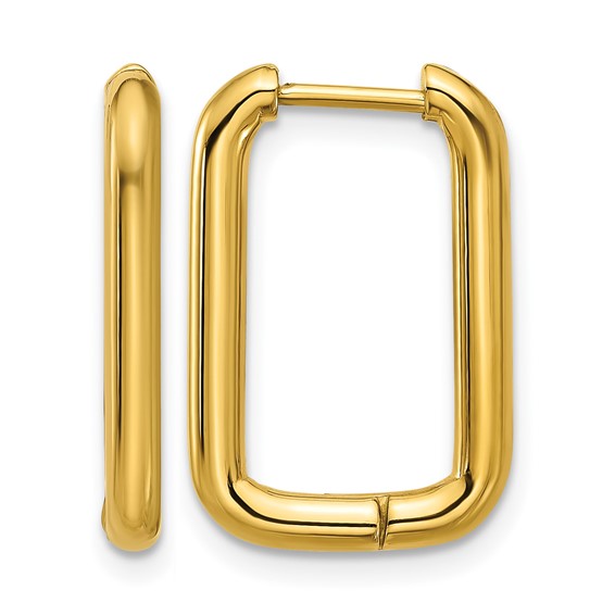 Gold IP Rectangular 20.5MM Hoop Earrings