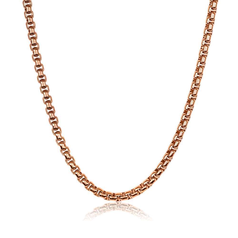Rose IP Round Box Link Chain - 22"