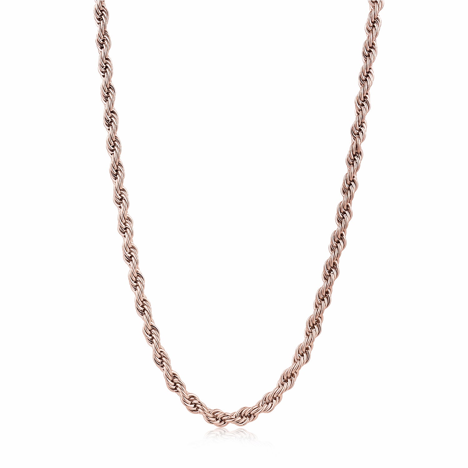 Rose Plated Rope Link Chain - 22"