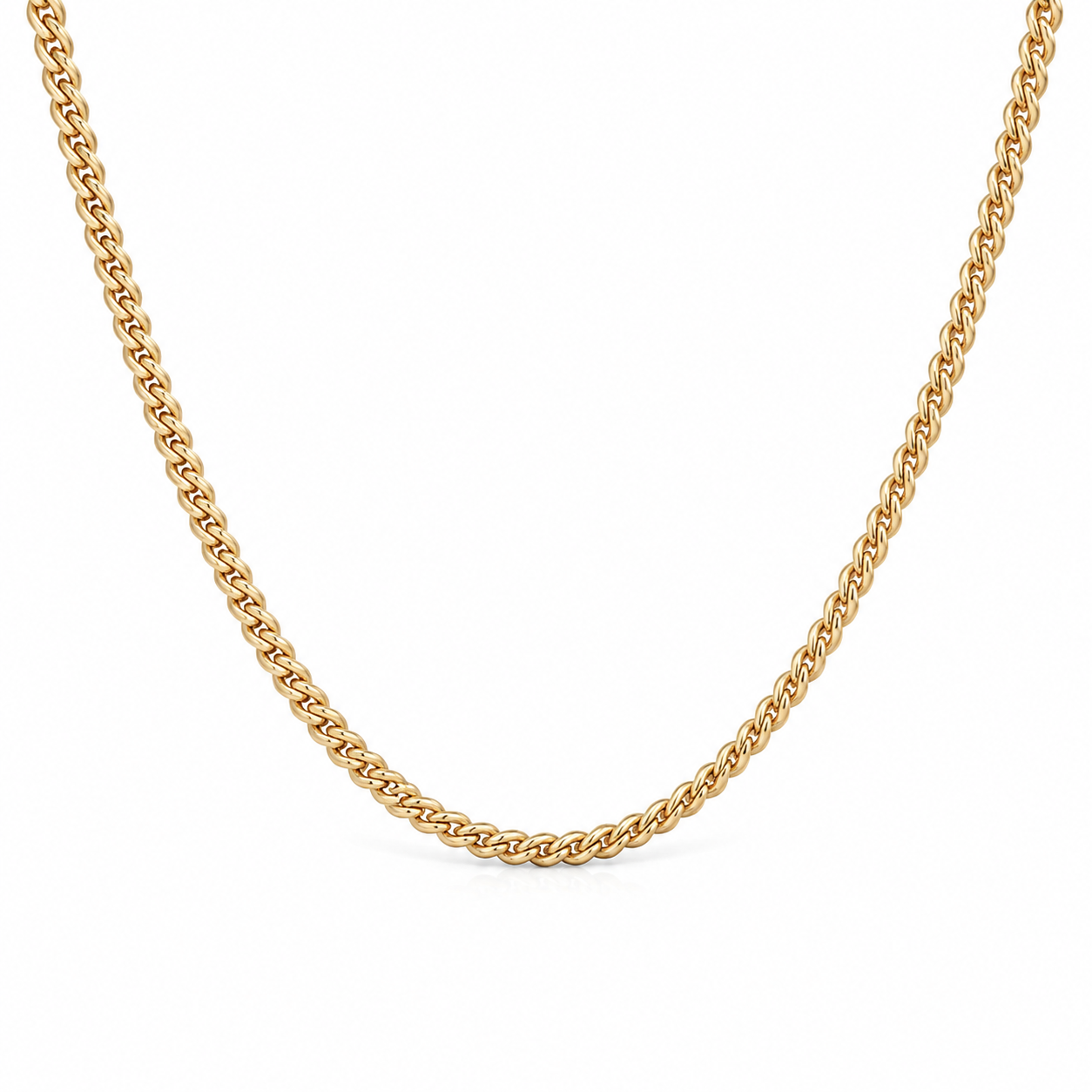 18k Gold Vermeil Over Sterling Silver 2mm Curb Link Chain 19.7" Necklace
