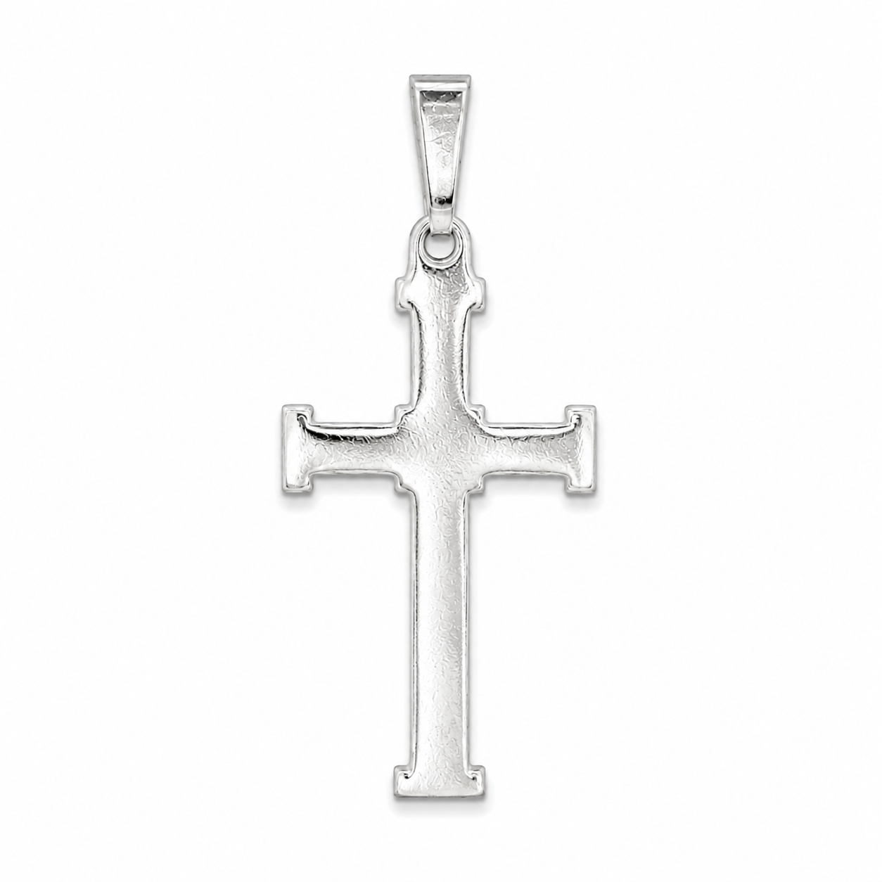 Rhodium-Plated Sterling Silver 20x33mm Engraved Cross Pendant