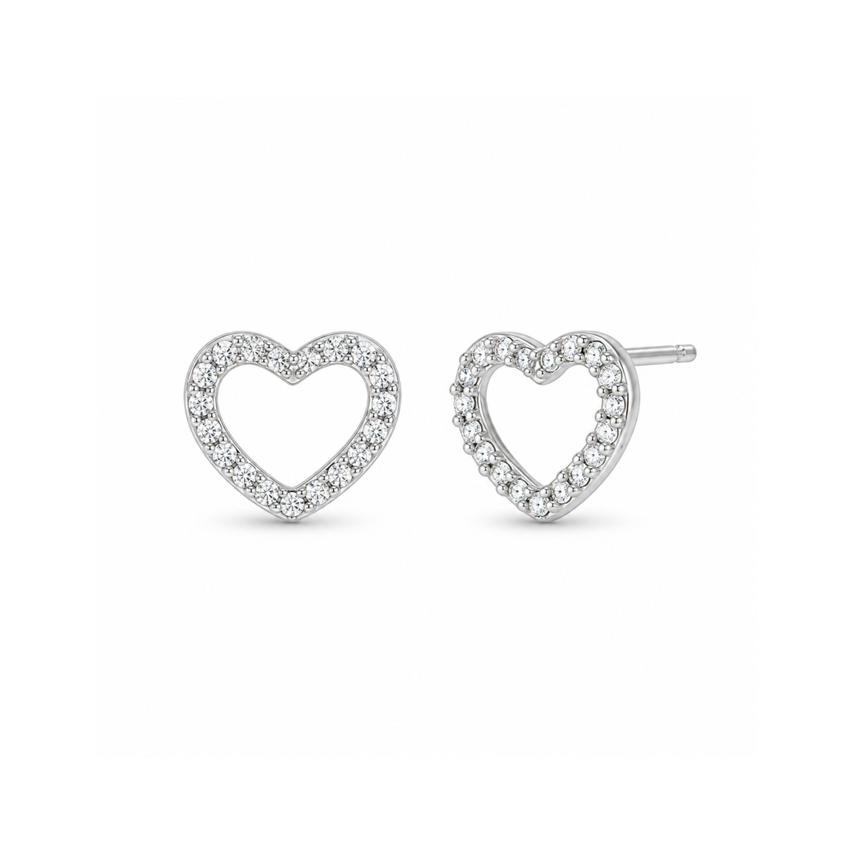 Open Heart CZ Stud Earrings