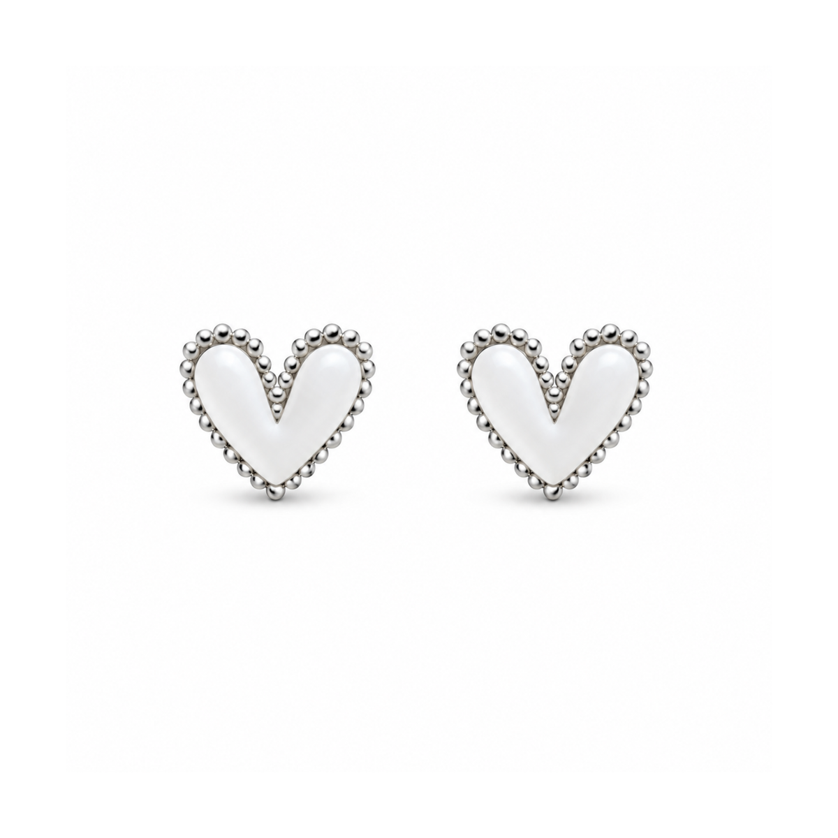 Micro Heart Milgrain Stud Earrings, Silver
