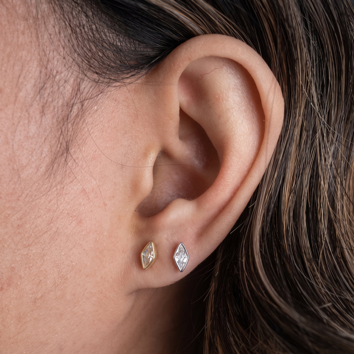 Mini Marquise Shaped CZ Stud Earrings