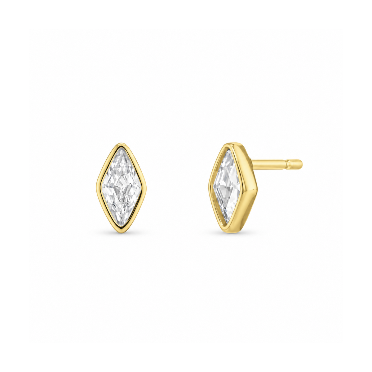 Mini Marquise Shaped CZ Stud Earrings, Gold Vermeil