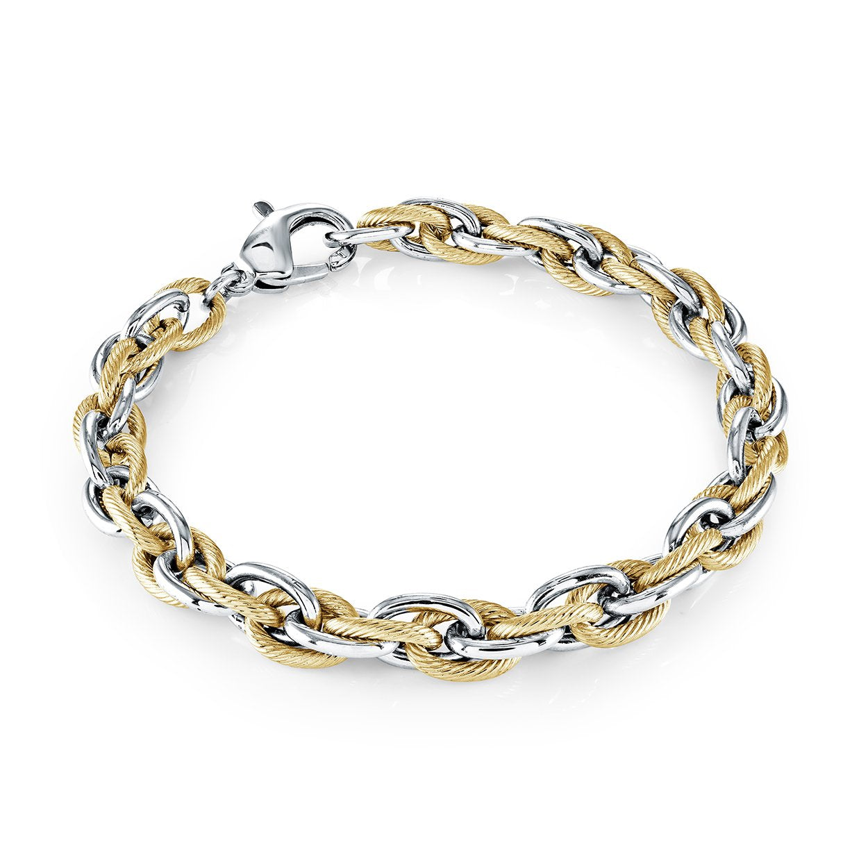 Veloria Triple Oval Link Two-Tone Gold IP Bracelet
