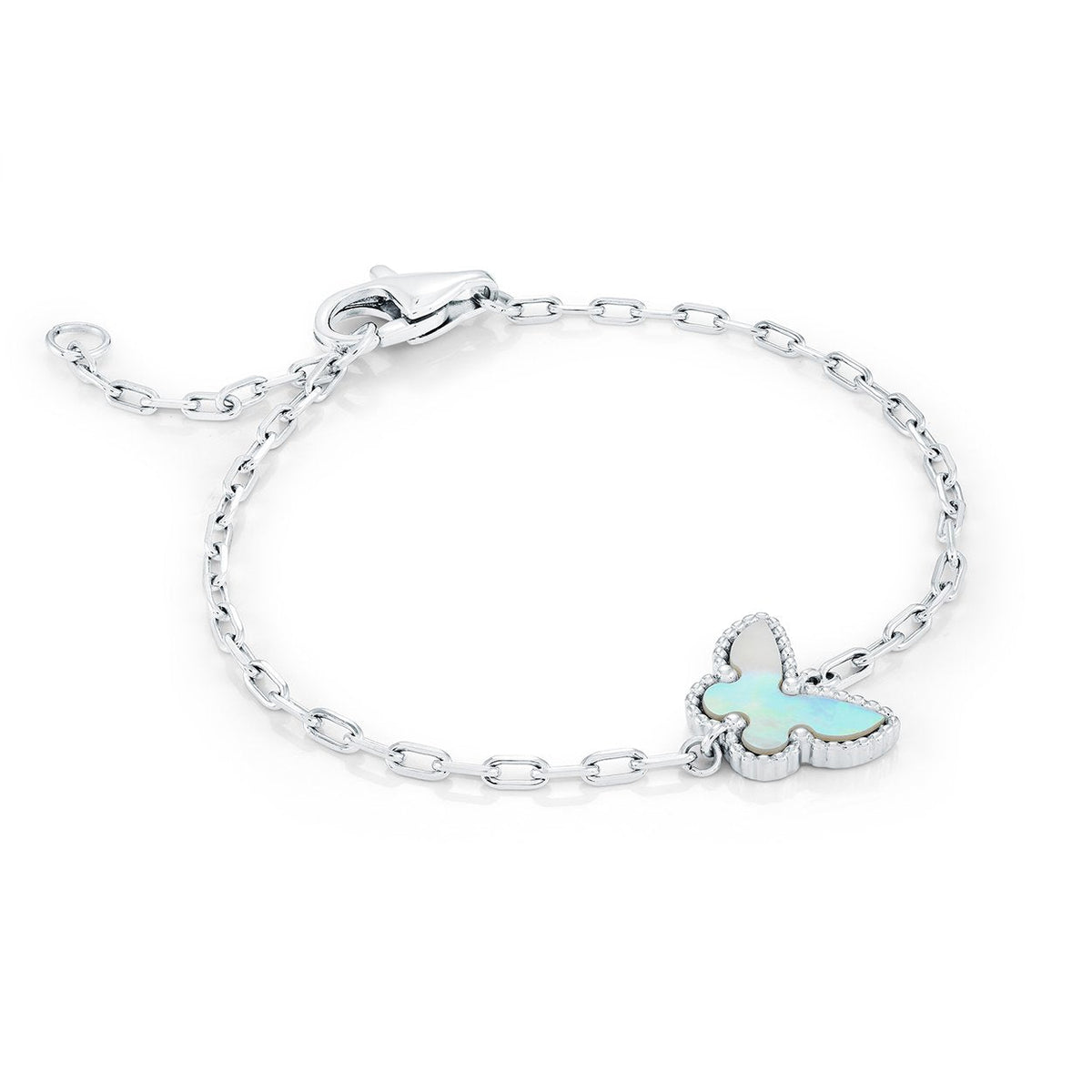 Mother-of-Pearl Butterfly Oval Link Bracelet