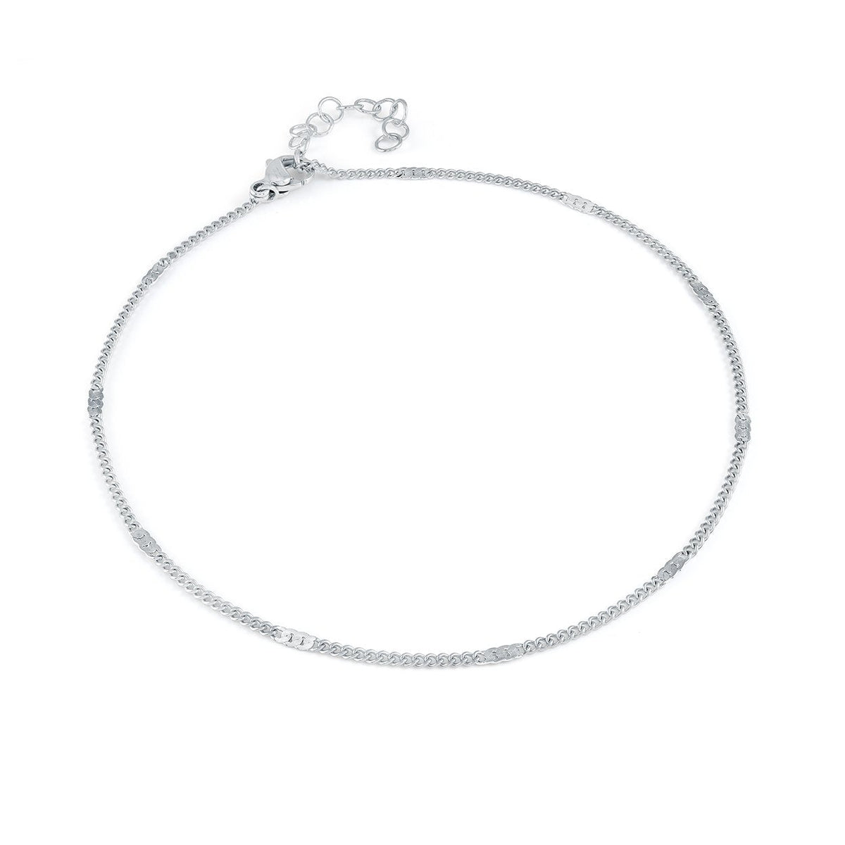 Veloria Stainless Steel 2.3mm Curb Motif Anklet
