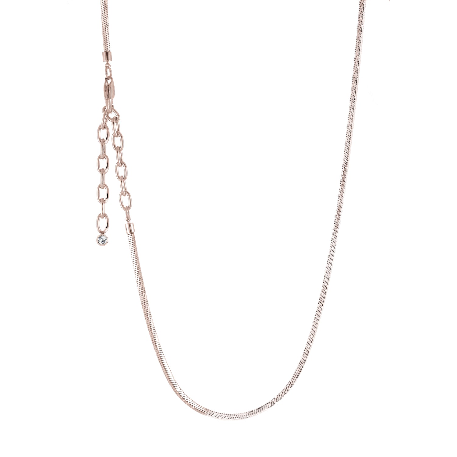 Stainless Steel Rose Plated Square Snake Chain.