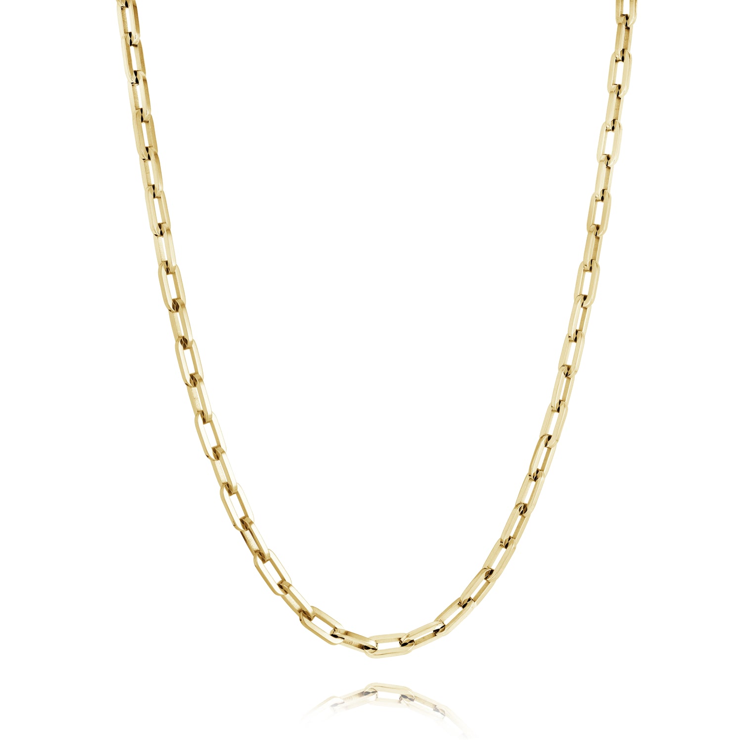 Gold Ion-Plated Stainless Steel Round Paperclip Link Chain, 20"