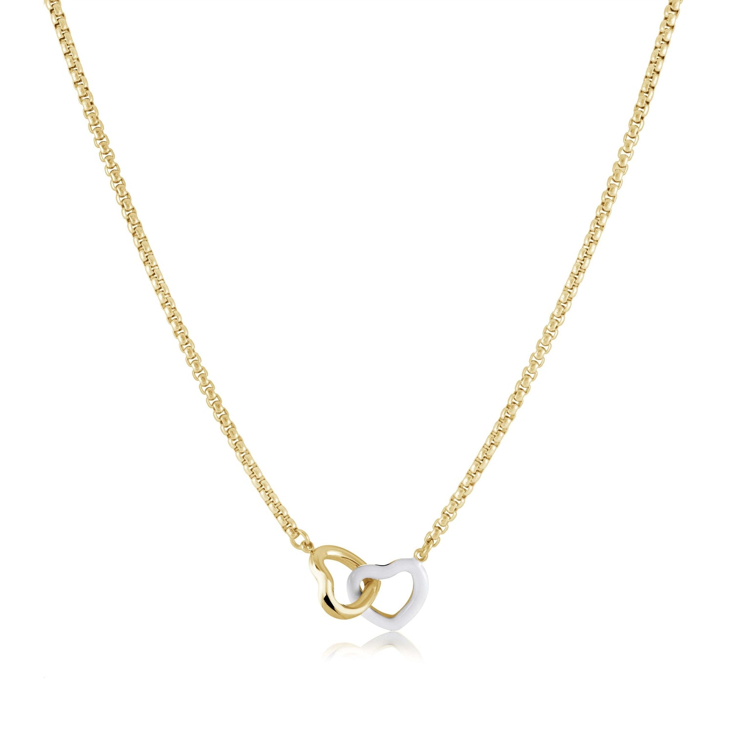 GP & White Enamel Double Heart Necklace