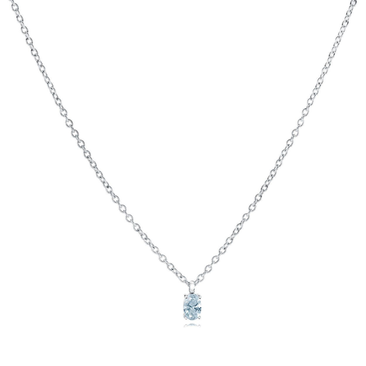 Oval CZ Solitaire Pendant