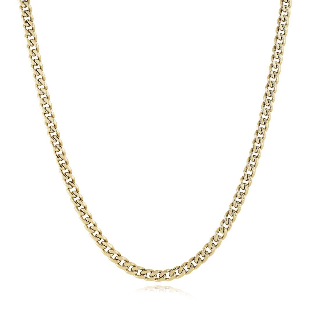 Italgem Gold IP Stainless Steel 4.6mm Curb Key Clasp Chain (20")