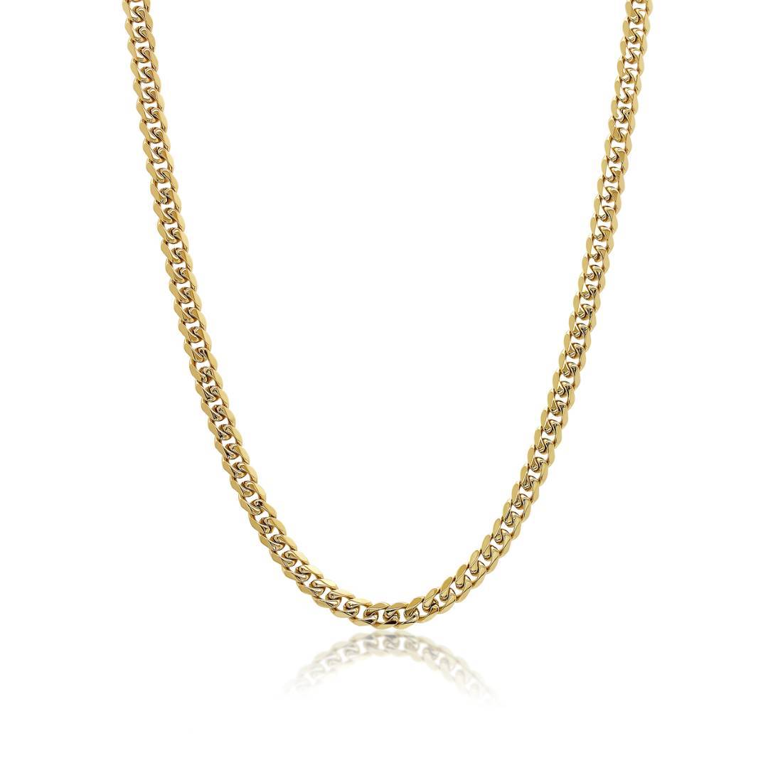 Yellow 7.7mm Curb Link Chain with Key Clasp, 20"