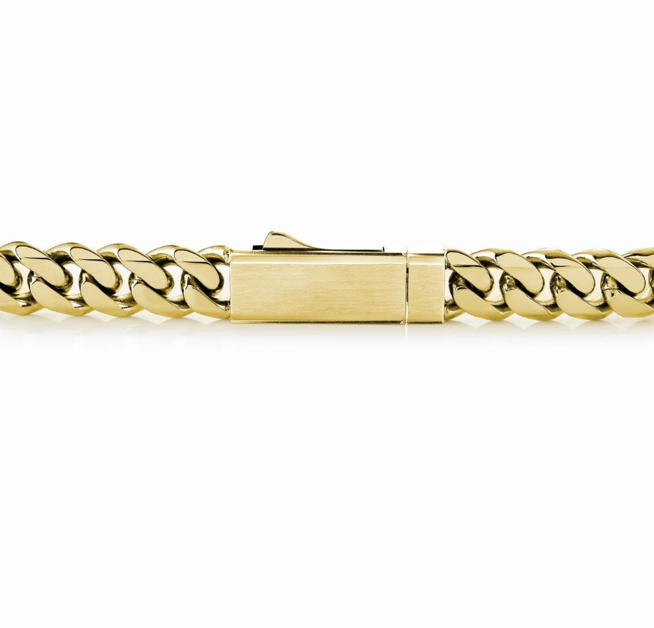 Yellow 7.7mm Curb Link Chain with Key Clasp, 20"