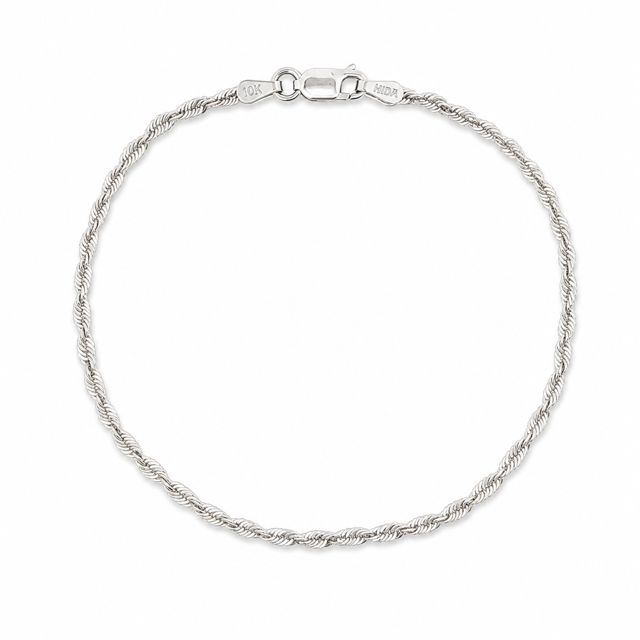 10k White Gold 1.96mm Singapore Twisted Chain 7.25" Bracelet