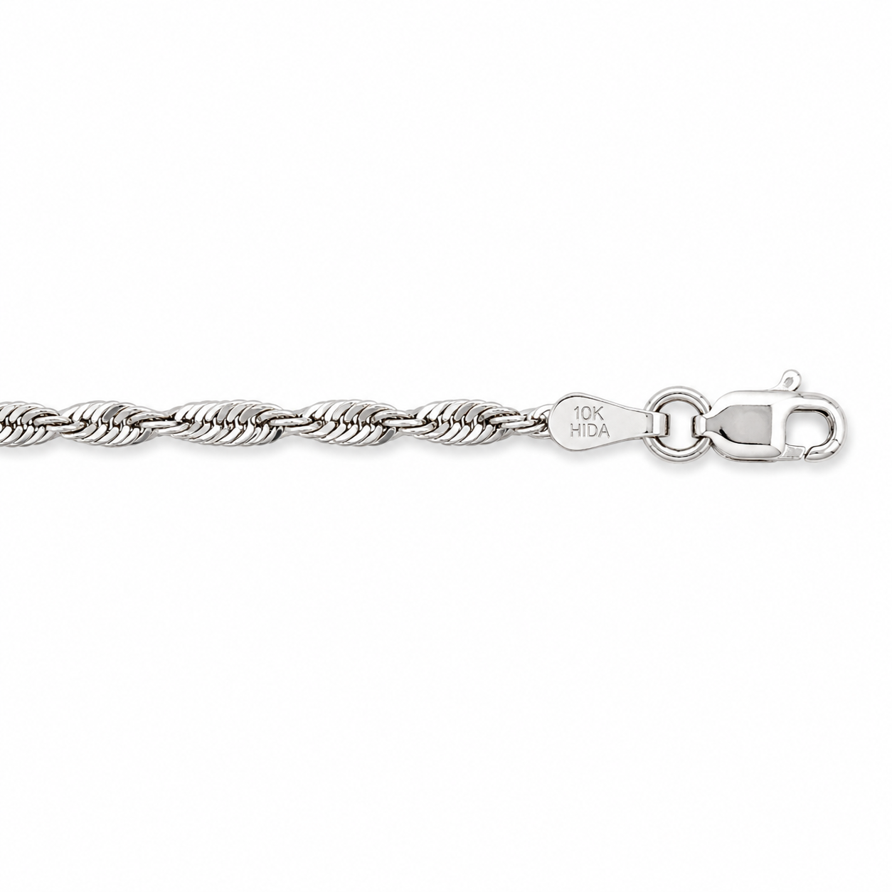 10k White Gold 1.96mm Singapore Twisted Chain 7.25" Bracelet