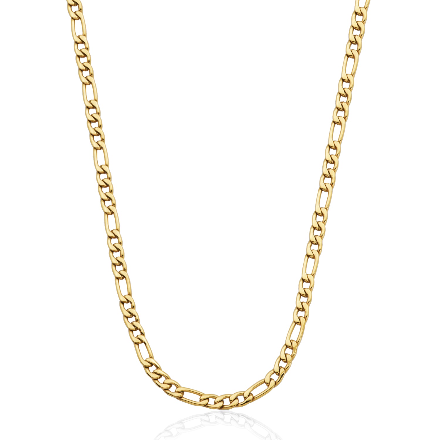 Gold Ion-Plated Stainless Steel 4.5mm Figaro Link Chain Necklace