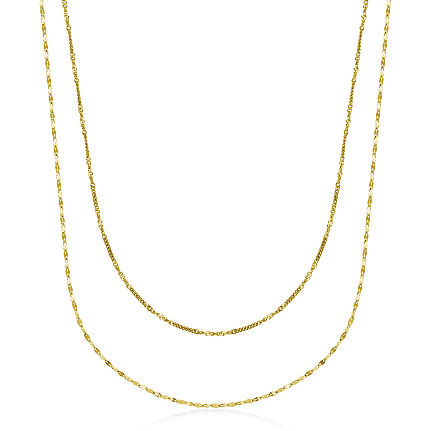 Double Layered Gold Plated Chain, 18"