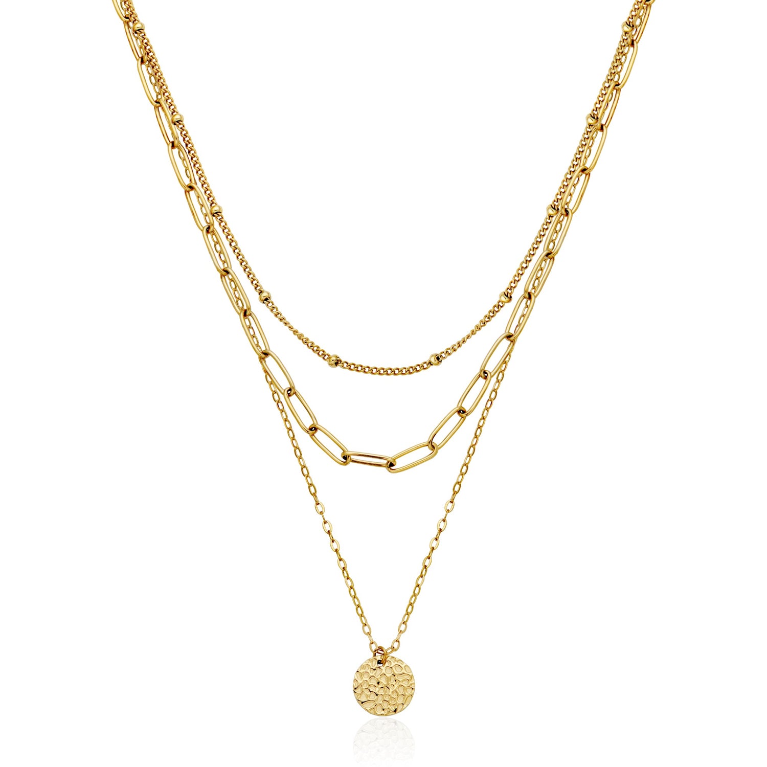 Triple Link Necklace, 15 + 2"