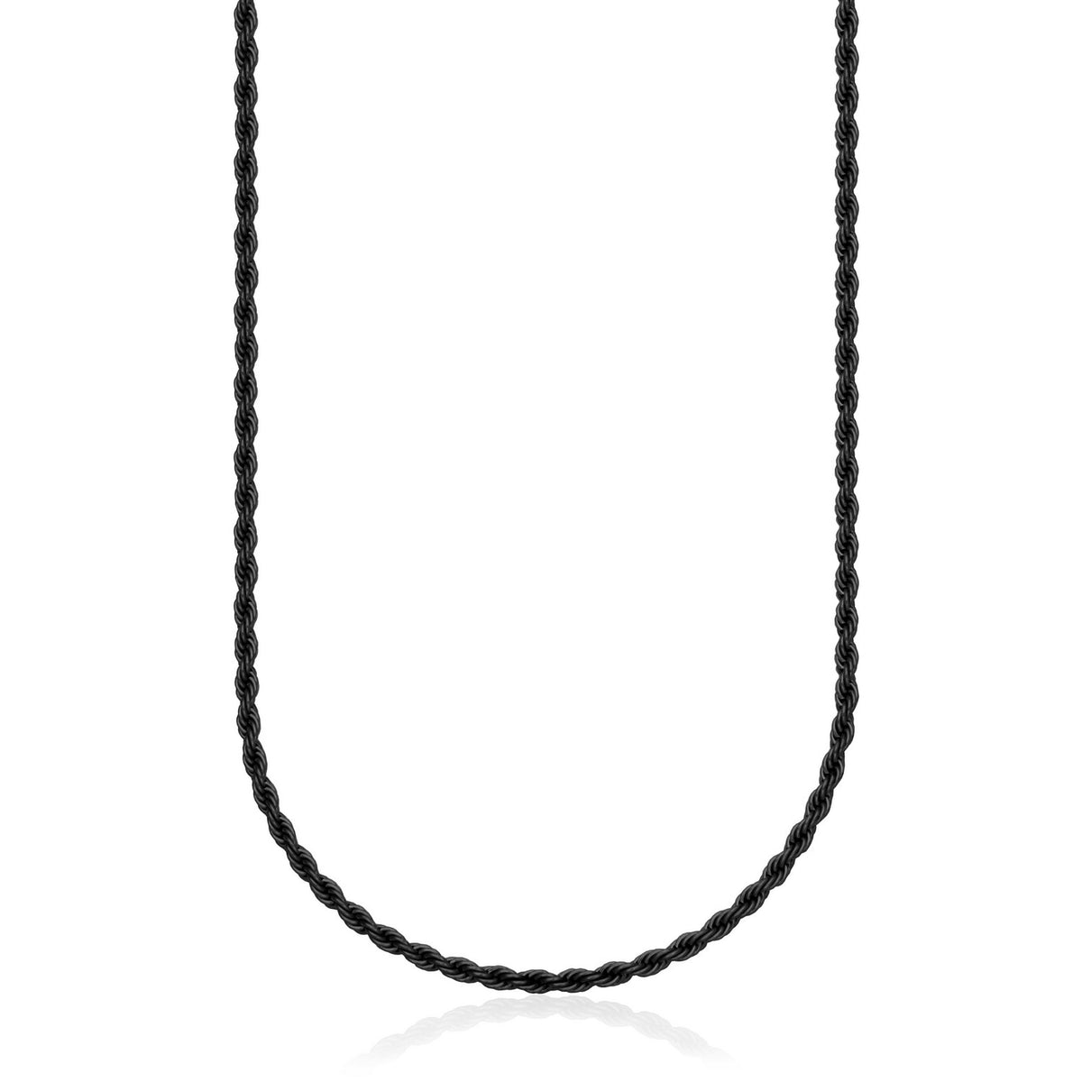 4mm Black Rope Chain, Stainless Steel