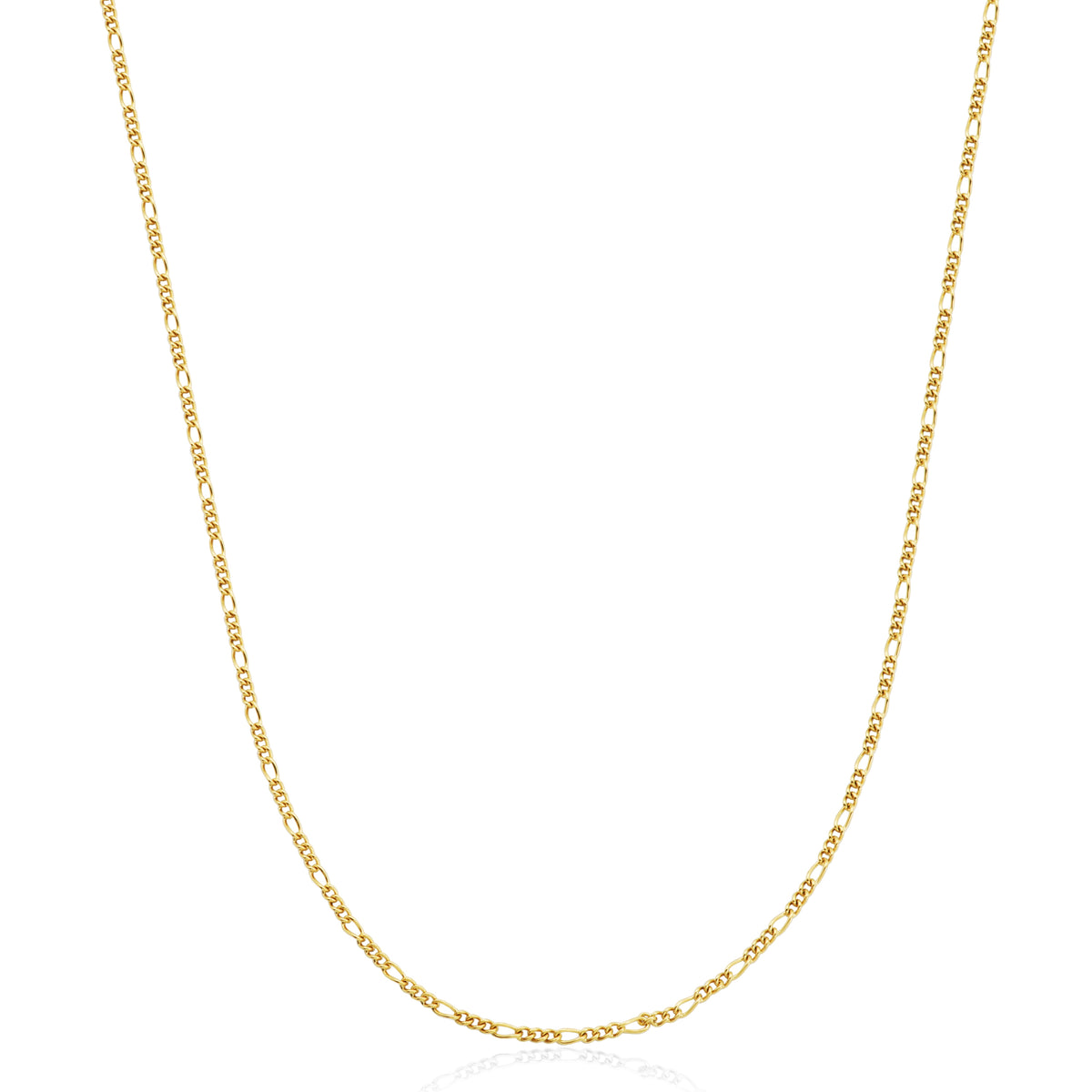 3mm Yellow Tone Figaro Link Chain Necklace, 18"