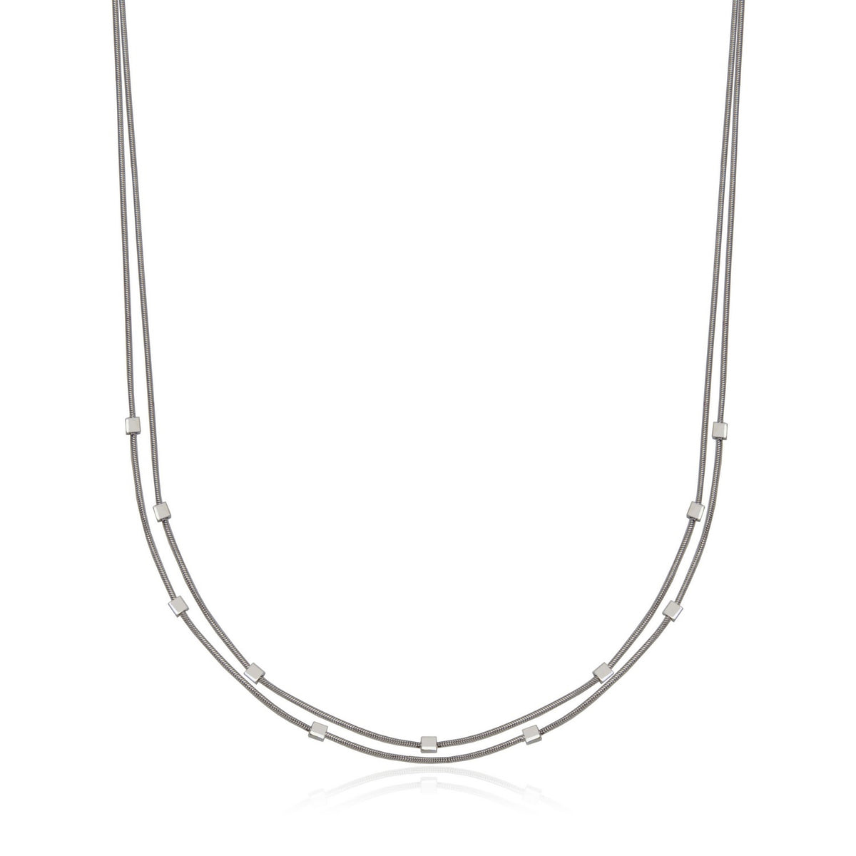 Double Layer Snake Chain with Square Bead Accents