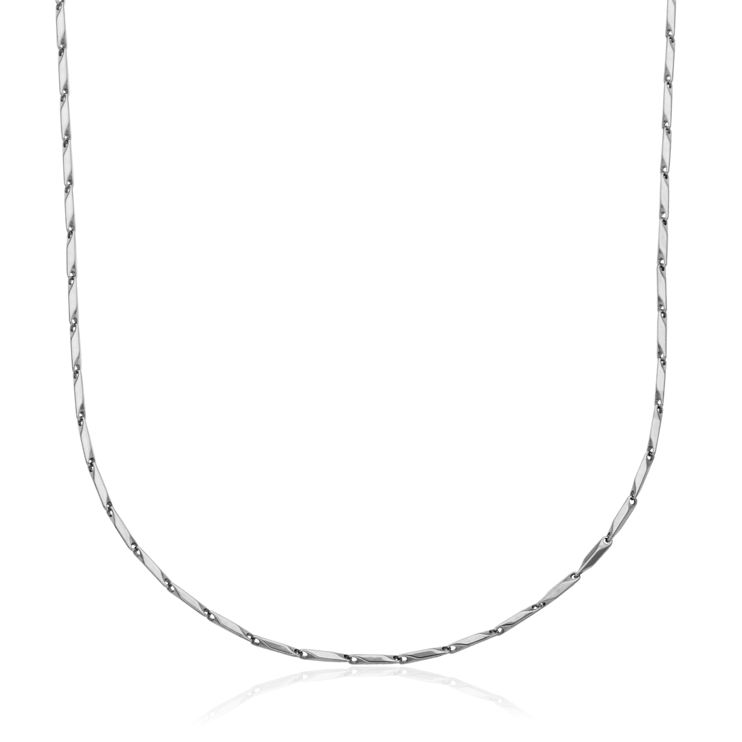 Stainless Steel 2mm Faceted Diamond Link Necklace