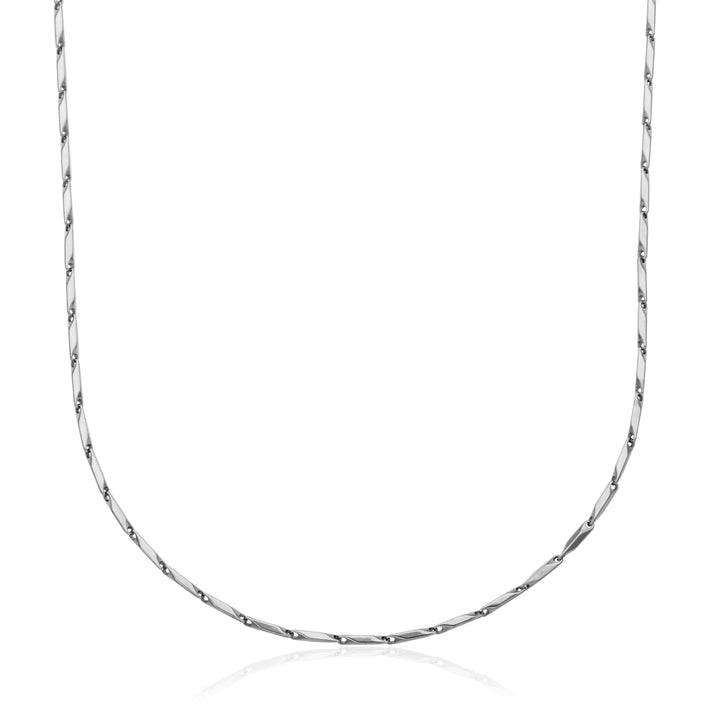 Stainless Steel 2mm Faceted Diamond Link Necklace