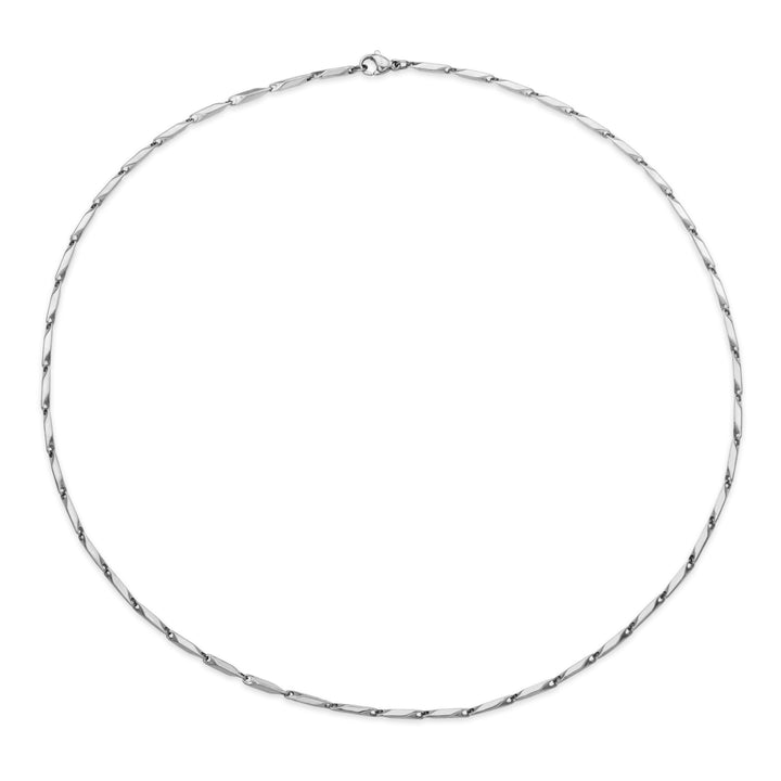 Stainless Steel 2mm Faceted Diamond Link Necklace