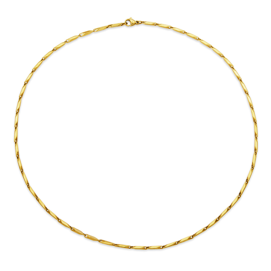 Gold Ion-Plated Stainless Steel 2mm Faceted Diamond Link Necklace