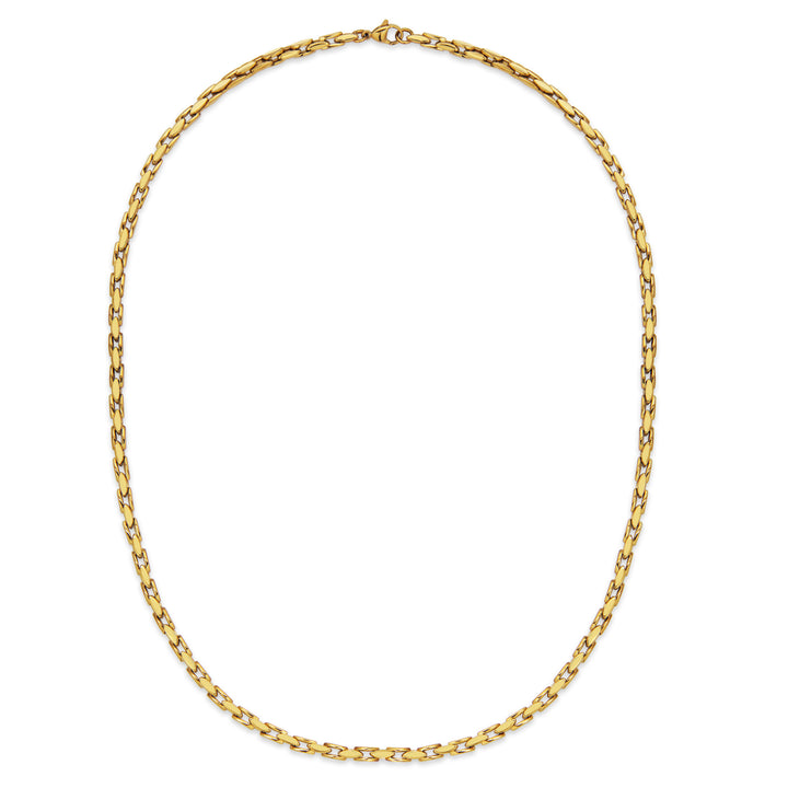 Gold Ion-Plated Stainless Steel 4mm Fluted Link Chain Necklace