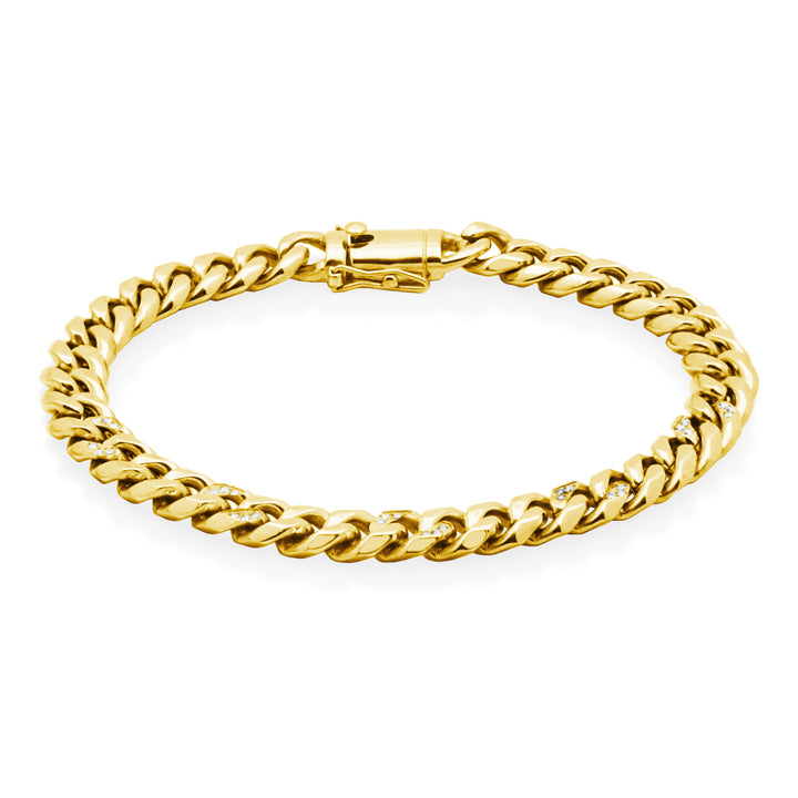 Gold Ion-Plated Stainless Steel 8mm Accent Curb Chain Bracelet