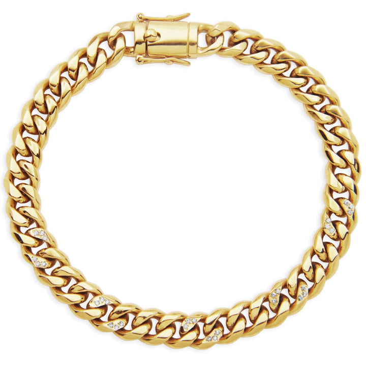 Gold Ion-Plated Stainless Steel 8mm Accent Curb Chain Bracelet