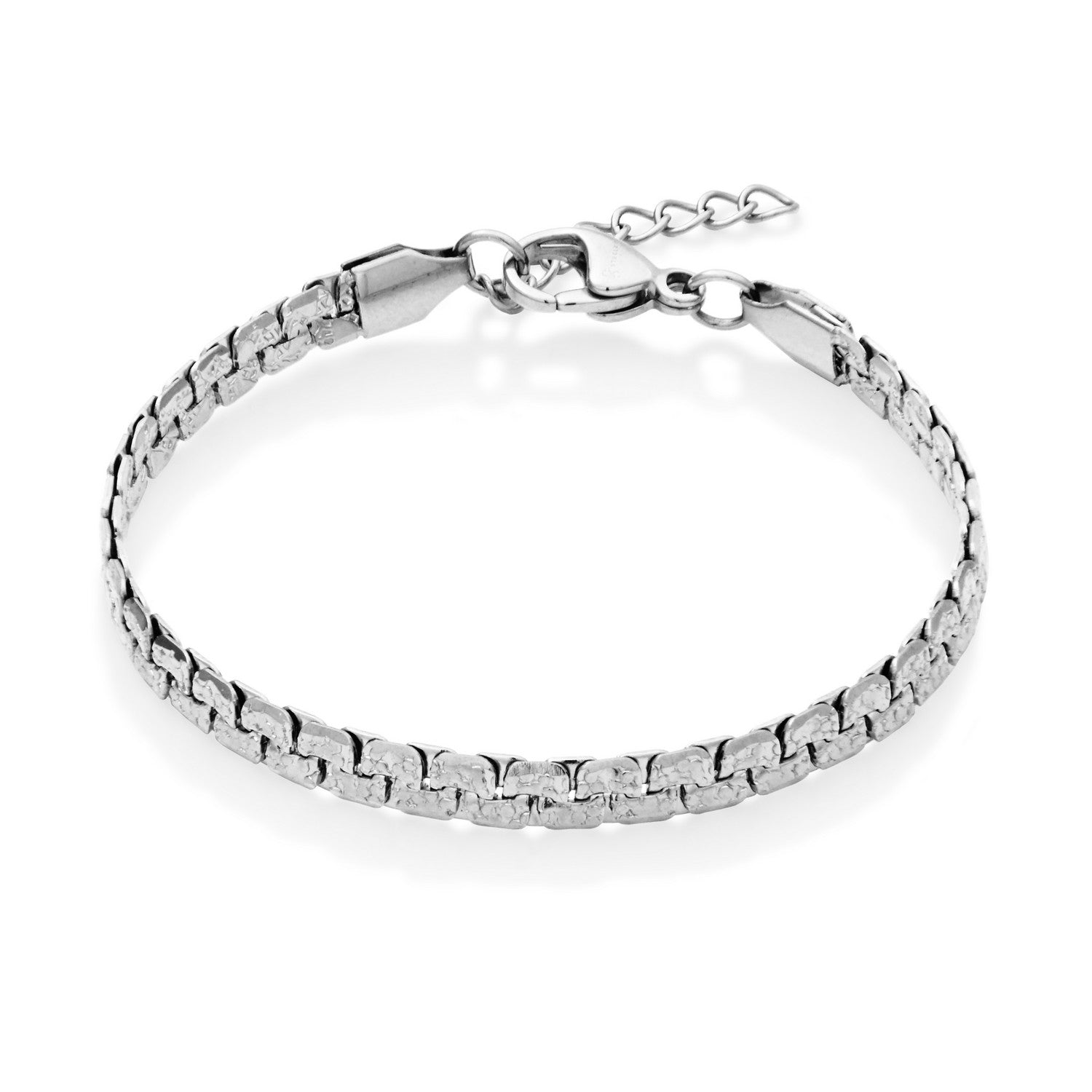 Stainless Steel 4.5mm Textured Link Bracelet