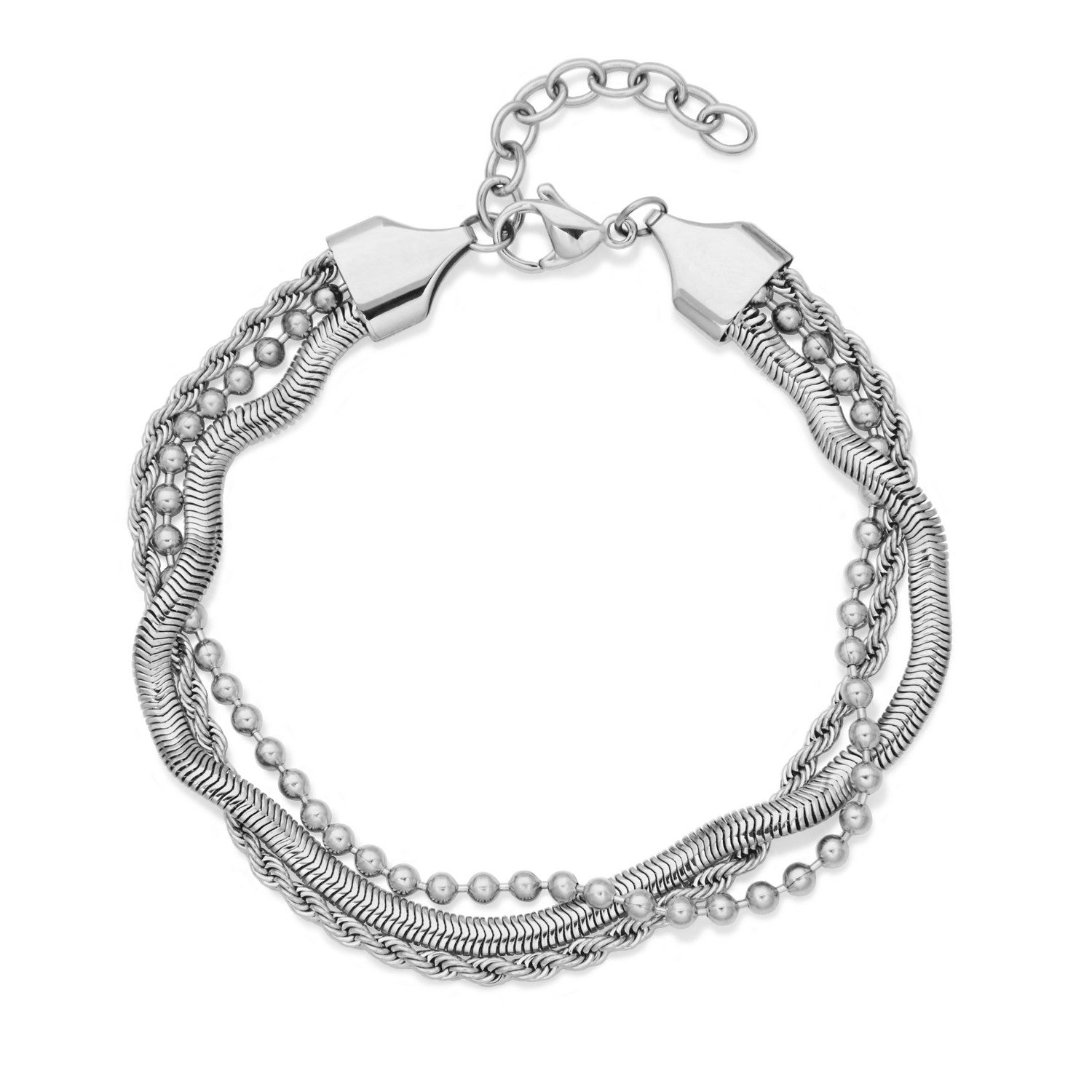 Stainless Steel Triple-Layer Multi-Chain Bracelet