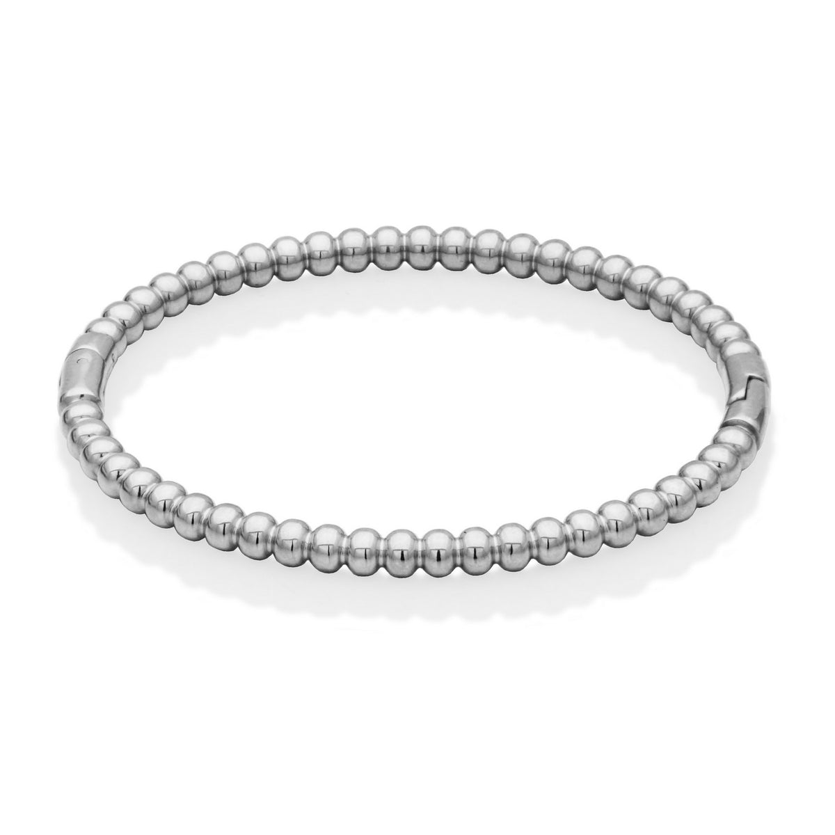 Stainless Steel Beaded Oval Bangle Bracelet